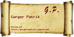 Garger Patrik névjegykártya